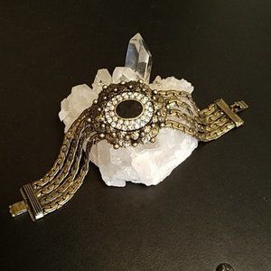 Vintage Victorian Revival Rhinestone Medallion Bracelet